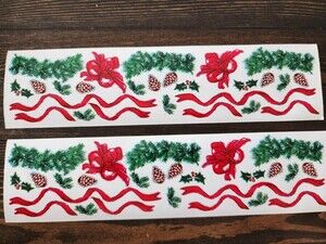 Print Works Stickers Lot of 2 Christmas Stickers Vintage Pine Boughs Ribbons #9